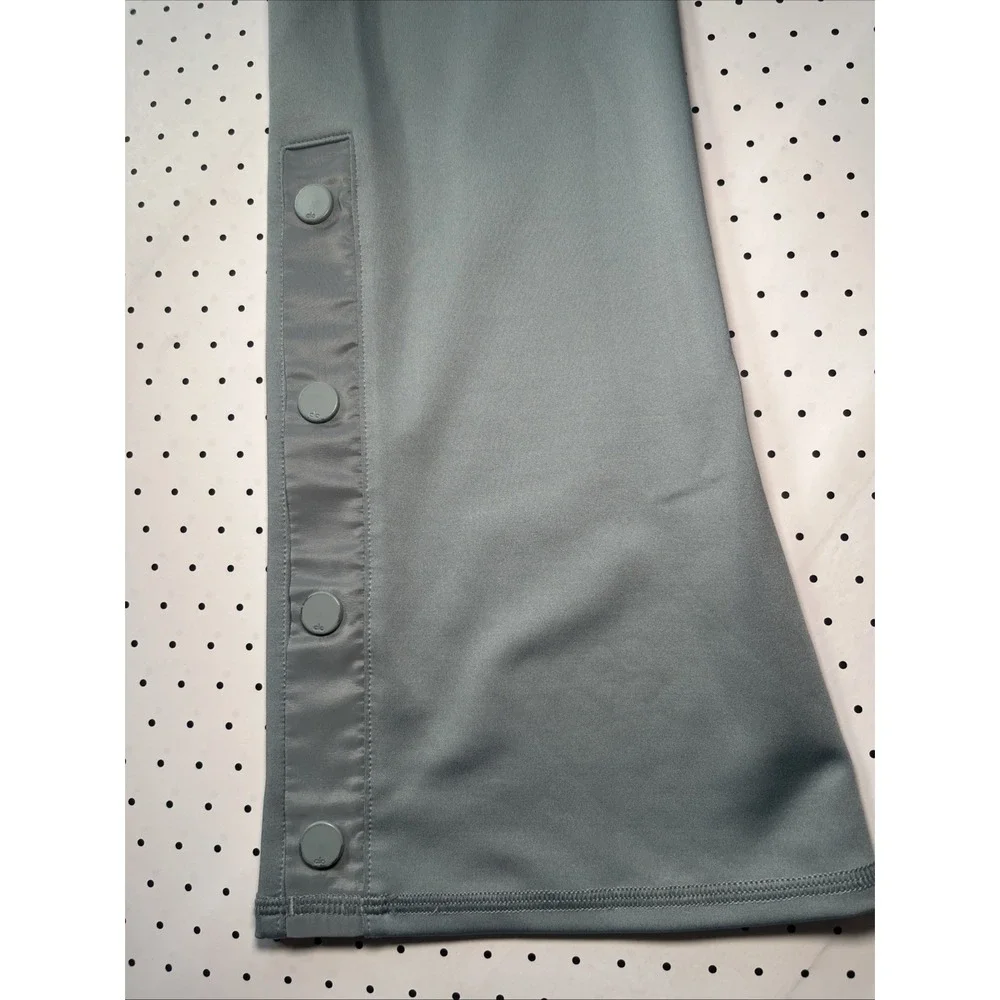 Alo High Waist Flare Leggings XXS Sage Gray Snap Hem Yoga Pants Women's
